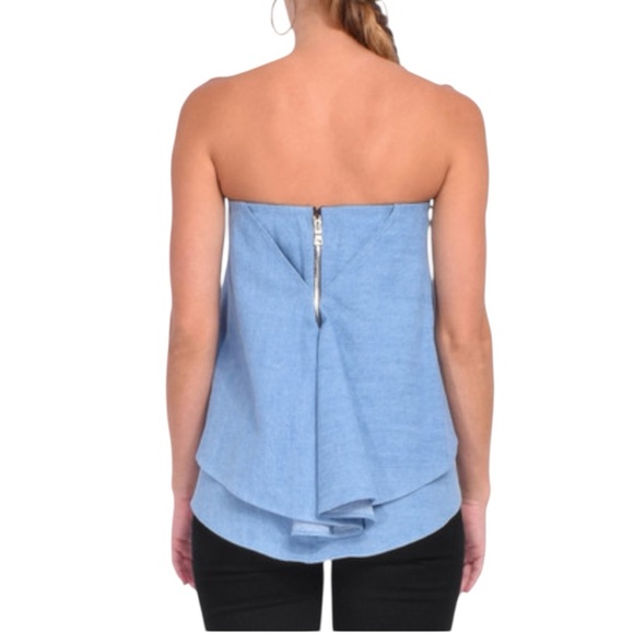 RtA Eliana Blue Denim Strapless Layered Top Size 4 Reg. $395 - Picture 5 of 12